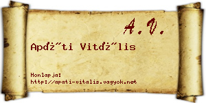 Apáti Vitális névjegykártya